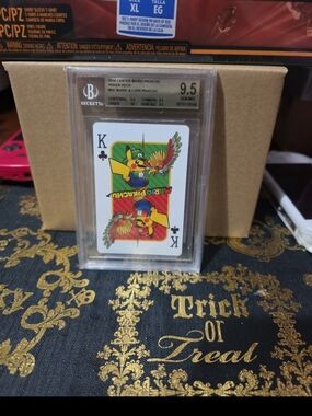 Pokemon Pikachu King of Clubs Playing Card — Yellow, Red, Green, Blue
